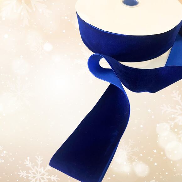 Lot of 3 Royal Blue Velvet Ribbon 2" Wide x 25 Yards Each Spool -Holiday Decor - Picture 4 of 8